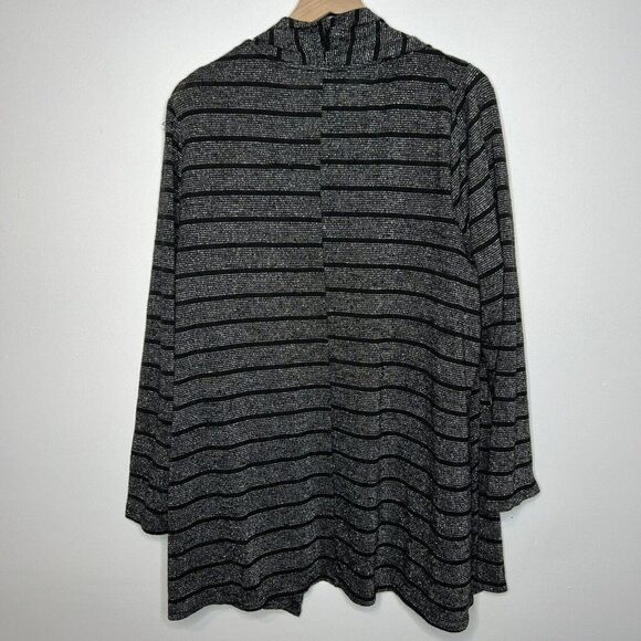 Lane Bryant Black Metallic Silver Stripe Cardigan & Tank 2 Piece Set 22/24 - Picture 6 of 6
